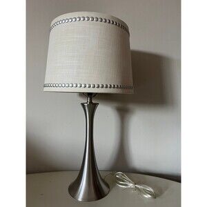 Allen + Roth Silver Slender Base Table Lamp Cream Light Shade w/Silver Studs